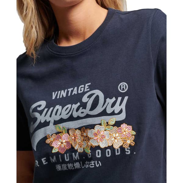 Superdry Vintage Vl Prem G Floral T-paita Sininen 10 Nainen