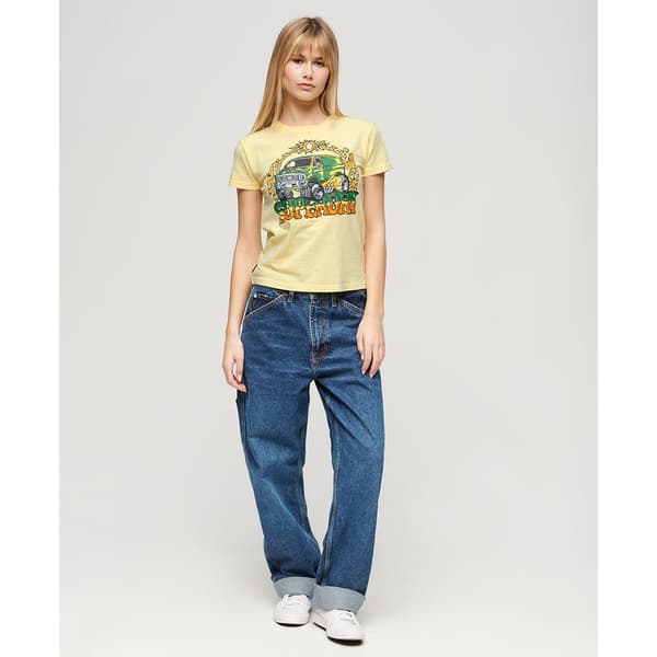 Superdry Neon Motor Graphic Fitted T-shirt Med Korta ärmar Gul L Kvinna