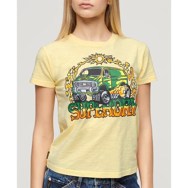 Superdry Neon Motor Graphic Fitted T-shirt Med Korta ärmar Gul L Kvinna