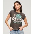 Miniatyrbild 4 av 6: Superdry Embellished Poster Cap Slv T-shirt Med Korta ärmar Grå M Kvinna
