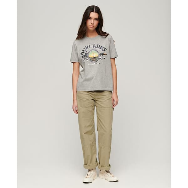 Superdry Travel Souvenir Relaxed T-shirt Med Korte ærmer Beige M Kvinde