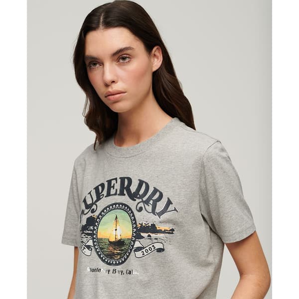 Superdry Travel Souvenir Relaxed T-shirt Med Korte ærmer Beige M Kvinde
