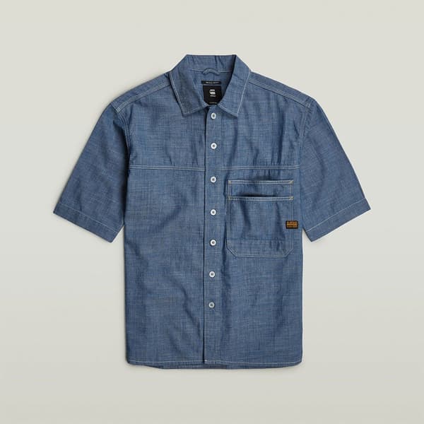 G-star Double Pocket Kortærmet Skjorte Blå M Mand