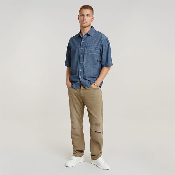 G-star Double Pocket Kortærmet Skjorte Blå M Mand