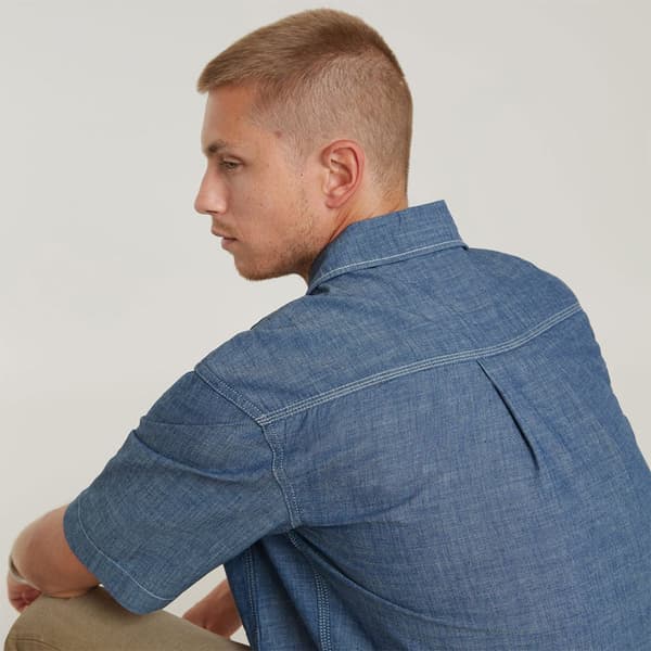G-star Double Pocket Kortærmet Skjorte Blå M Mand