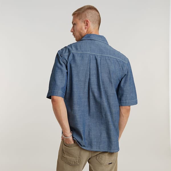 G-star Double Pocket Kortærmet Skjorte Blå M Mand