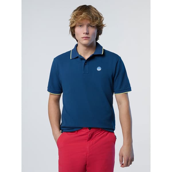 North Sails Collar W Striped In Contrast Lyhythihainen Pikeepaita Sininen L Mies