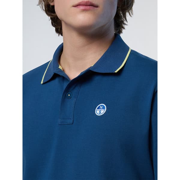 North Sails Collar W Striped In Contrast Lyhythihainen Pikeepaita Sininen L Mies