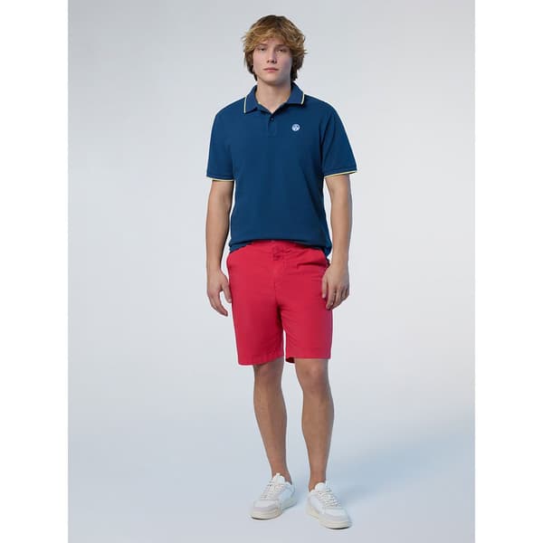 North Sails Collar W Striped In Contrast Lyhythihainen Pikeepaita Sininen L Mies