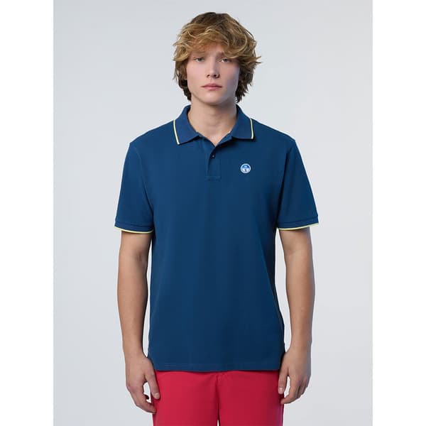 North Sails Collar W Striped In Contrast Lyhythihainen Pikeepaita Sininen L Mies