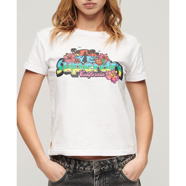 Superdry Cali Sticker Fitted T-shirt Med Korta ärmar Vit S Kvinna