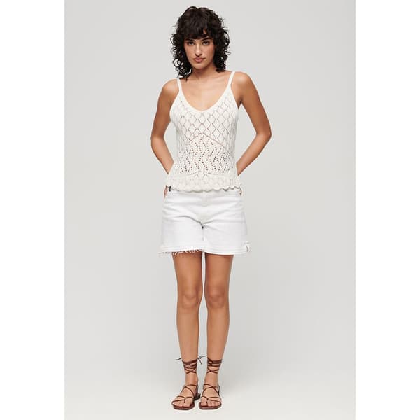 Superdry Crochet Cami ärmlös T-shirt Beige S Kvinna