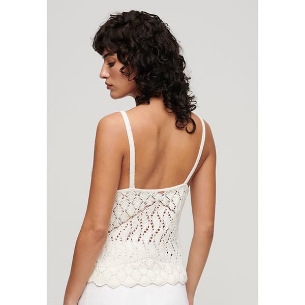 Superdry Crochet Cami ärmlös T-shirt Beige S Kvinna