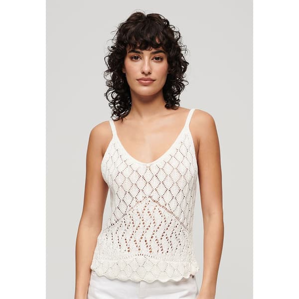 Superdry Crochet Cami ärmlös T-shirt Beige S Kvinna