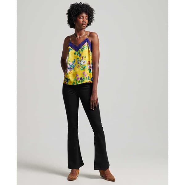 Superdry Studios Satin Cami Blus Gul L Kvinna
