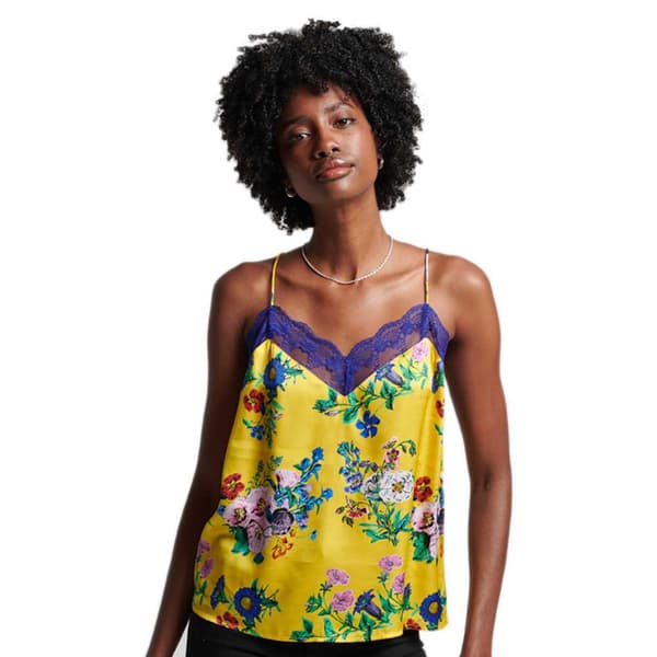 Superdry Studios Satin Cami Blus Gul L Kvinna