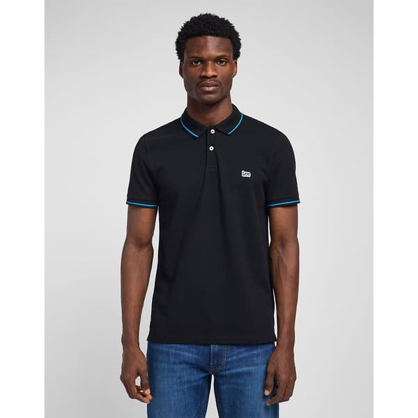 Lee Piqué Kortärmad Polotröja Svart 4XL / Regular Man