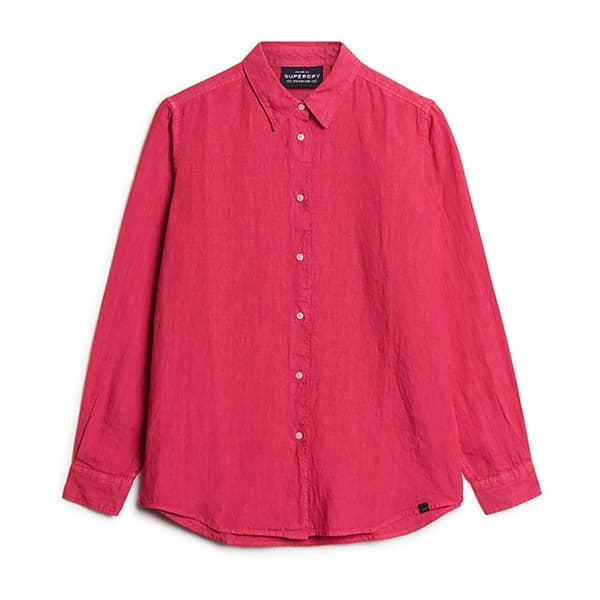 Superdry Casual Linen Boyfriend Kortärmad Skjorta Rosa M Kvinna
