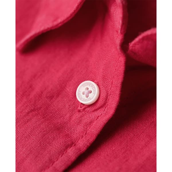 Superdry Casual Linen Boyfriend Kortärmad Skjorta Rosa M Kvinna