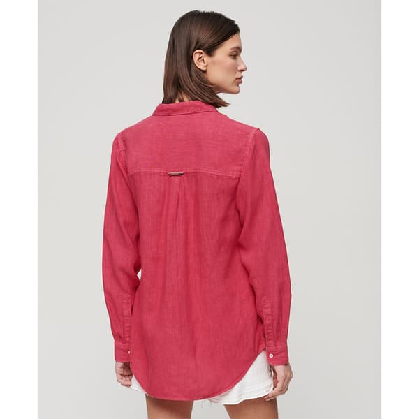 Superdry Casual Linen Boyfriend Kortärmad Skjorta Rosa M Kvinna