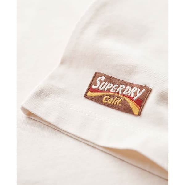 Superdry Retro Flock Relaxed T-shirt Med Korta ärmar Beige M Kvinna