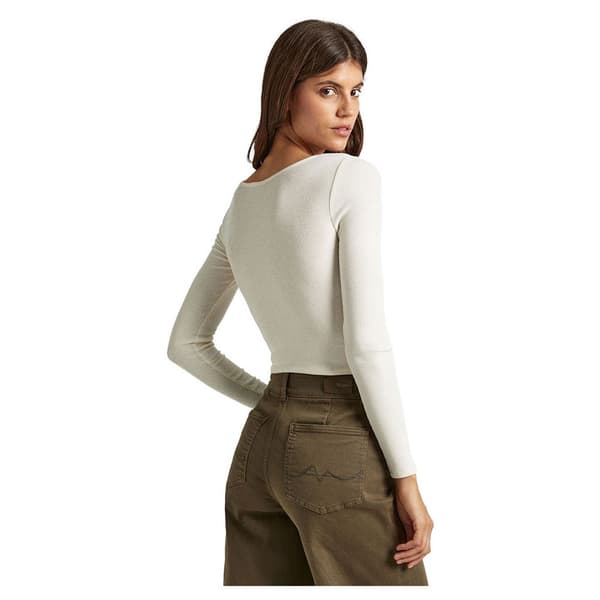 Pepe Jeans Huala Kortärmad T-shirt Med V-ringning Beige XL Kvinna