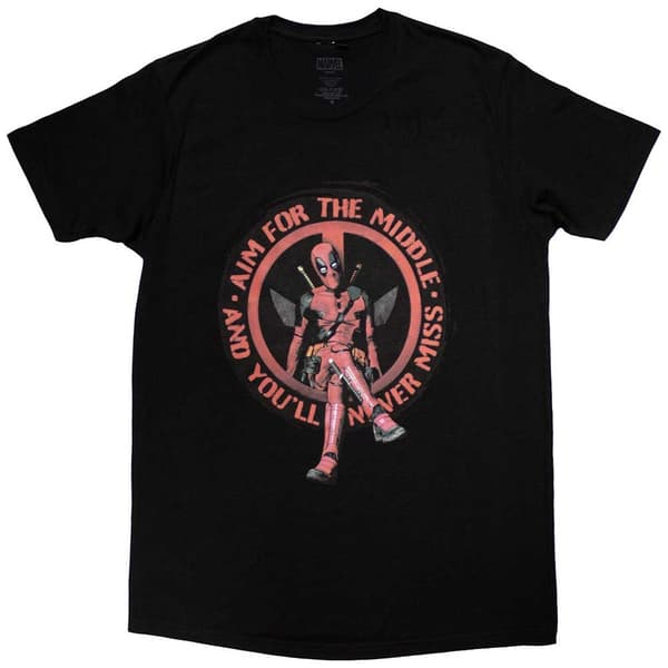 Marvel Comics Unisex T-Shirt: Deadpool Aim Middle (Large)