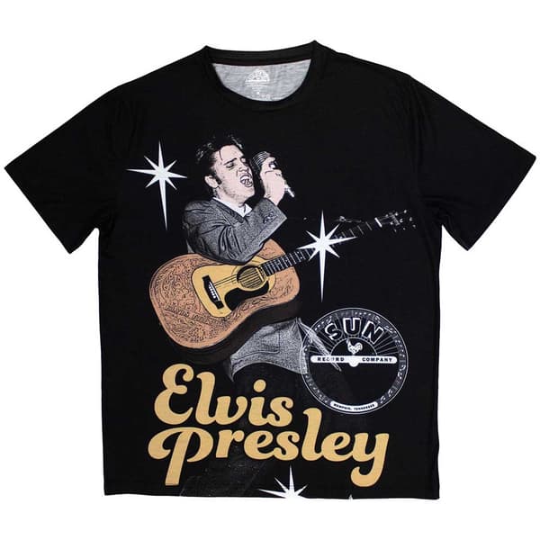 Sun Records Unisex Sublimation T-Shirt: Elvis Mic (X-Large)