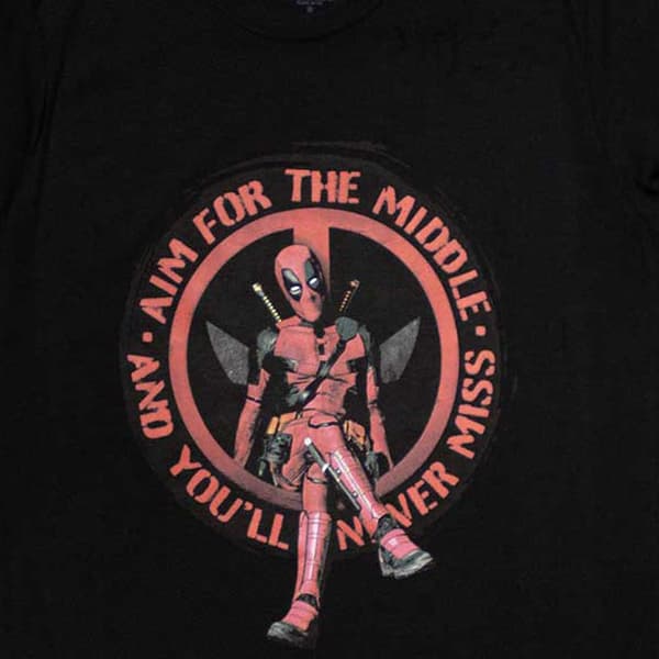 Deadpool Aim For The Middle Logo T Shirt