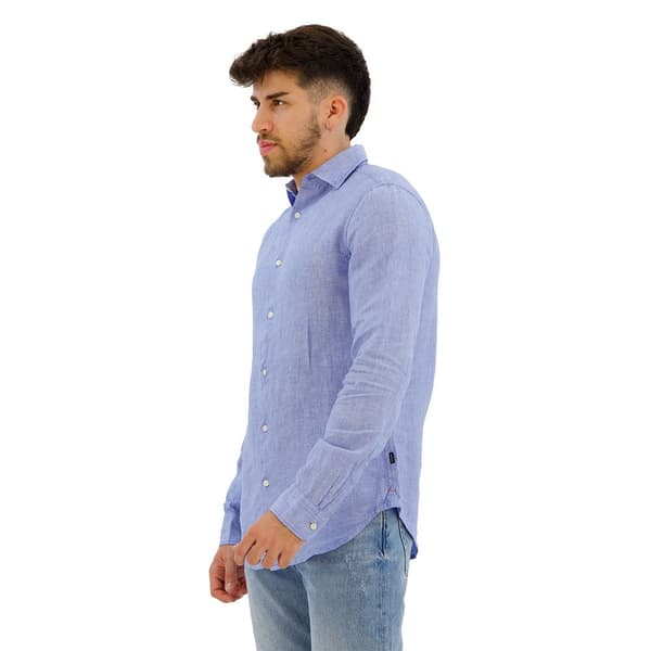 Superdry Studios Casual Linen Skjorte Med Lange ærmer Blå L Mand