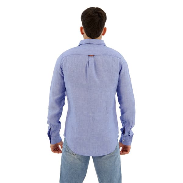 Superdry Studios Casual Linen Skjorte Med Lange ærmer Blå L Mand