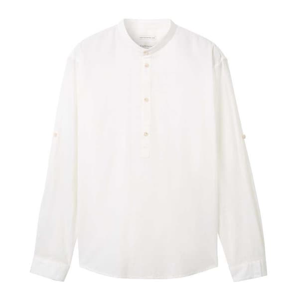 Tom Tailor 1040158 Relaxed Cotton Linen Skjorta Med Långa ärmar Vit S Man
