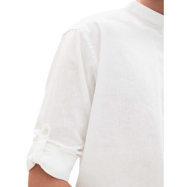 Tom Tailor 1040158 Relaxed Cotton Linen Skjorta Med Långa ärmar Vit S Man