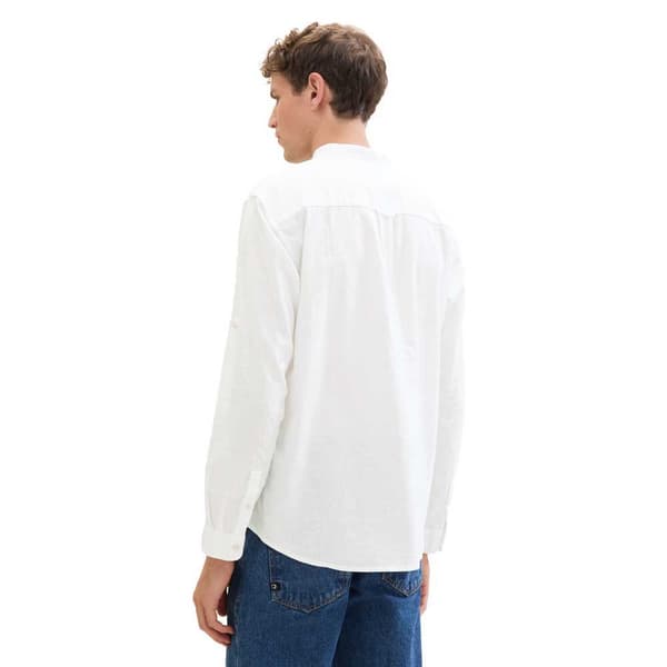Tom Tailor 1040158 Relaxed Cotton Linen Skjorta Med Långa ärmar Vit S Man