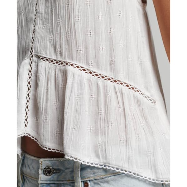 Superdry Vintage Ladder Trim ärmlös T-shirt Beige S Kvinna