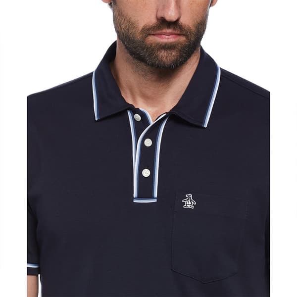 Original Penguin Earl Organic Interlock 3d Sticker Pete Kortærmet Polo Blå M Mand