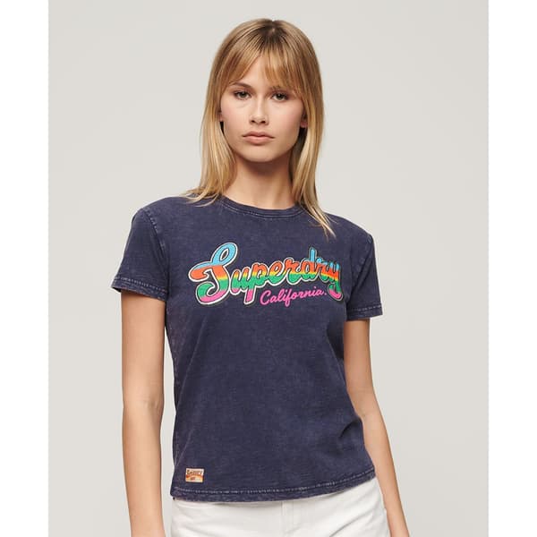 Superdry Cali Sticker Fitted T-shirt Med Korta ärmar Lila XS Kvinna