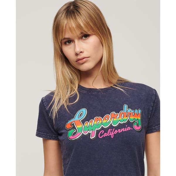 Superdry Cali Sticker Fitted T-shirt Med Korta ärmar Lila XS Kvinna