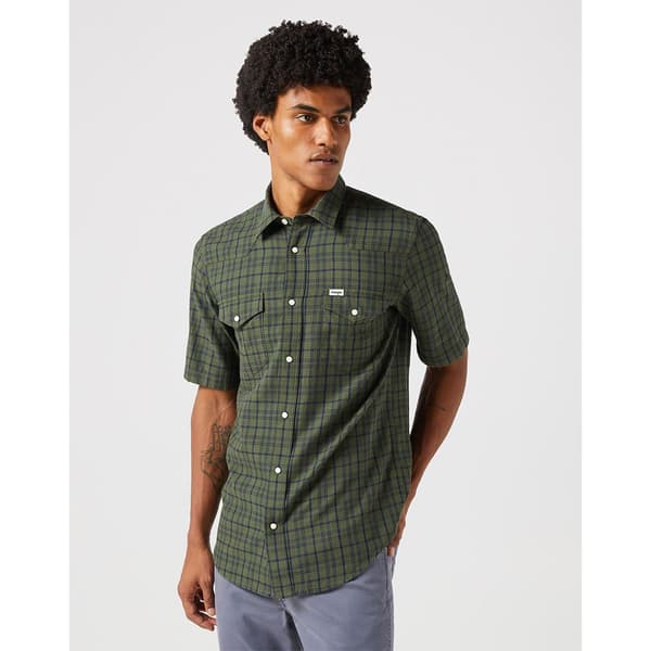 Wrangler 112350497 Western Kortærmet Skjorte Grøn S Mand