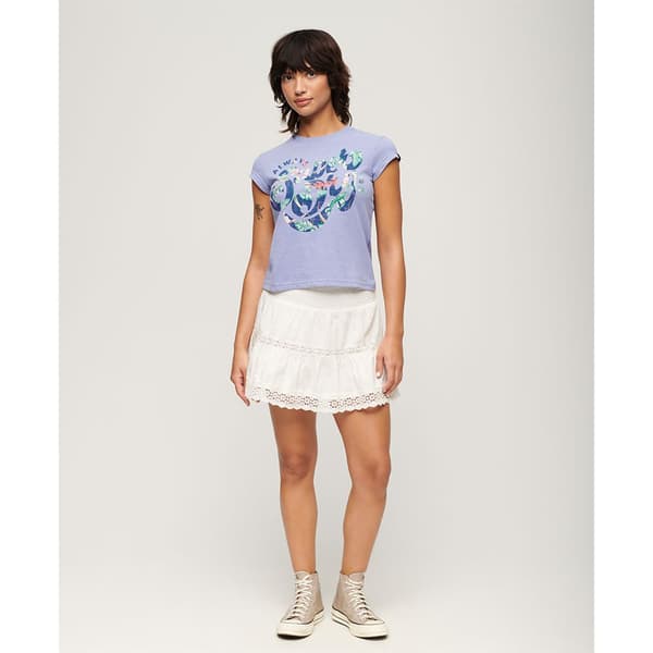 Superdry Floral Scripted Lyhythihainen T-paita Violetti M Nainen