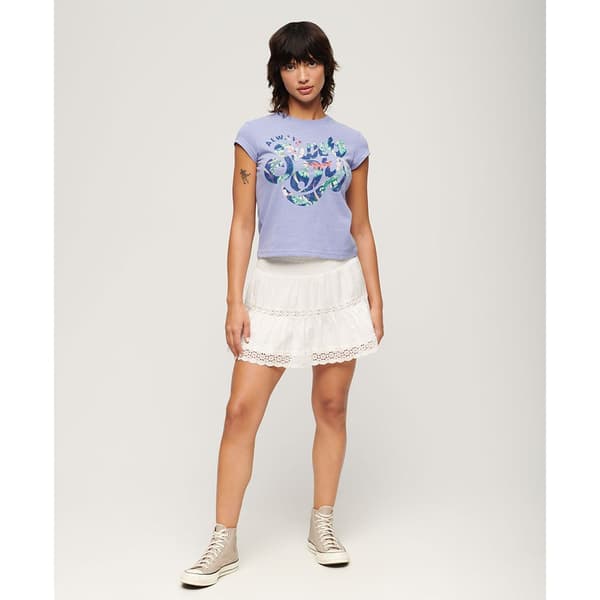 Superdry Floral Scripted Lyhythihainen T-paita Violetti M Nainen