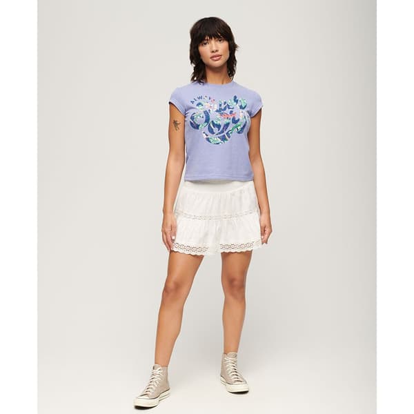 Superdry Floral Scripted Lyhythihainen T-paita Violetti M Nainen