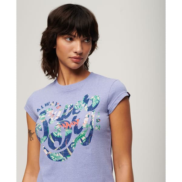 Superdry Floral Scripted Lyhythihainen T-paita Violetti M Nainen