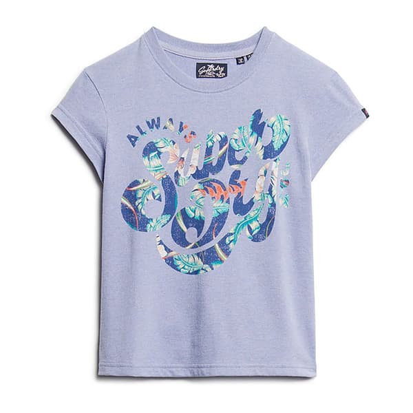 Superdry Floral Scripted Lyhythihainen T-paita Violetti M Nainen