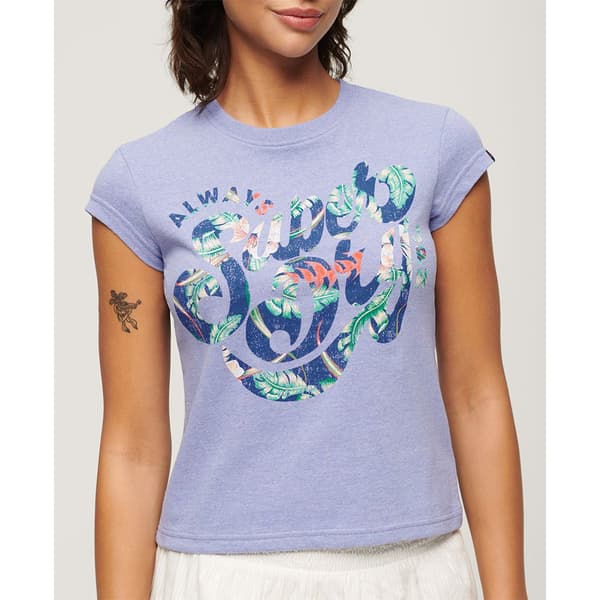 Superdry Floral Scripted Lyhythihainen T-paita Violetti M Nainen
