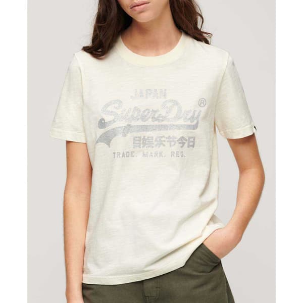 Superdry Metallic Vl Relaxed T-shirt Med Korte ærmer Beige S Kvinde