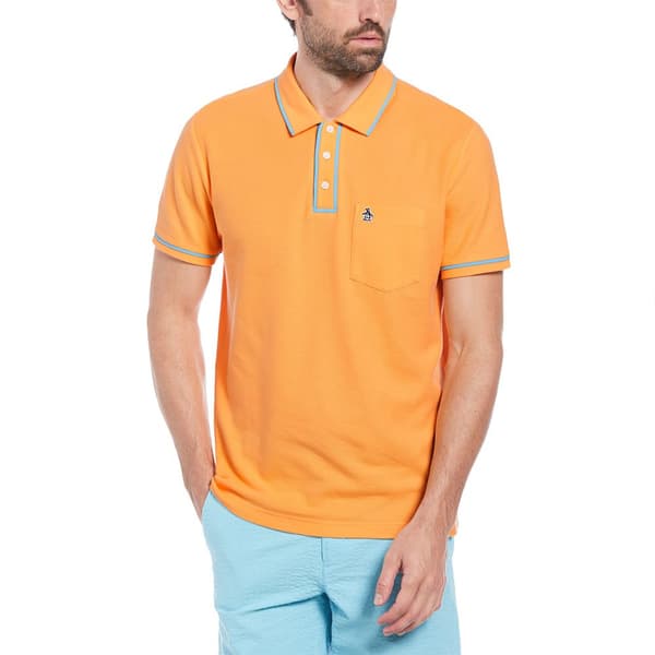 Original Penguin Earl Org Pique Sticker Pete Kortärmad Polotröja Orange L Man