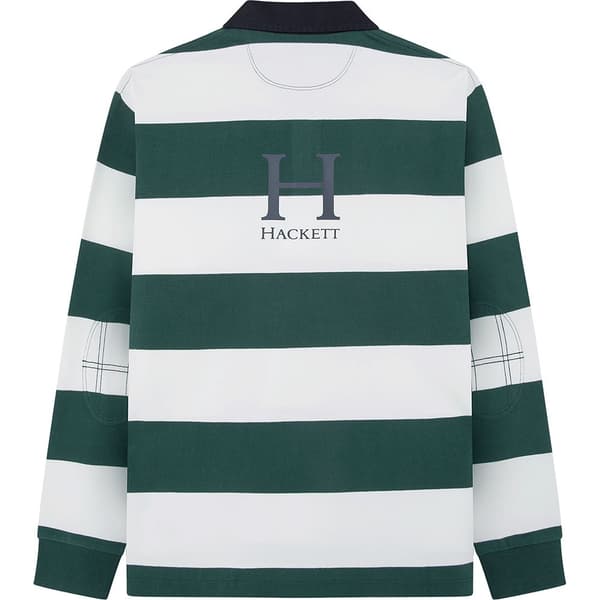 Hackett Rugby Polo Med Lange ærmer Grøn,Hvid XL Mand
