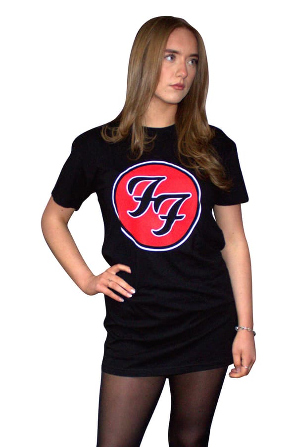 Foo Fighters FF Band Logo T Shirt Dress Black L