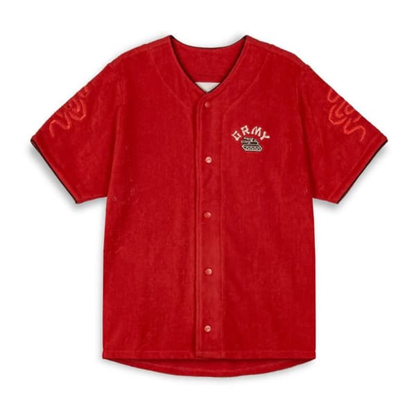 Grimey Lucky Dragon Terry Towelling Baseball Kortärmad T-shirt Med V-ringning Röd L Man